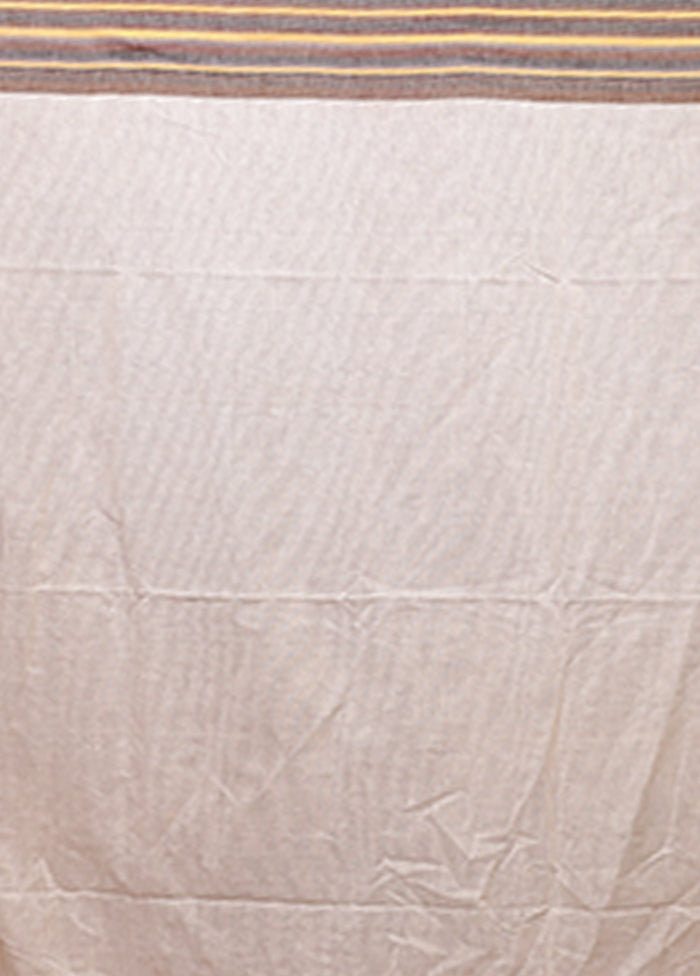 Cream Jamdani Cotton Saree Without Blouse Piece