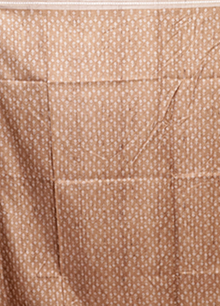 Cream Tussar Silk Saree With Blouse Piece