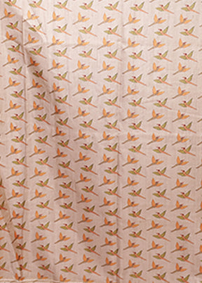 Peach Tussar Silk Saree With Blouse Piece