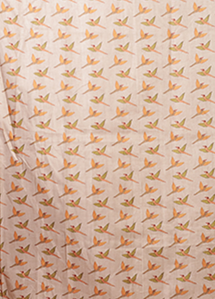 Cream Tussar Silk Saree With Blouse Piece