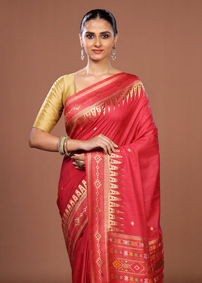 Pink Dupion Silk Saree With Blouse Piece