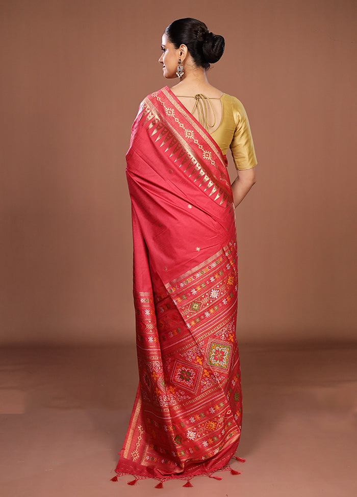 Pink Dupion Silk Saree With Blouse Piece