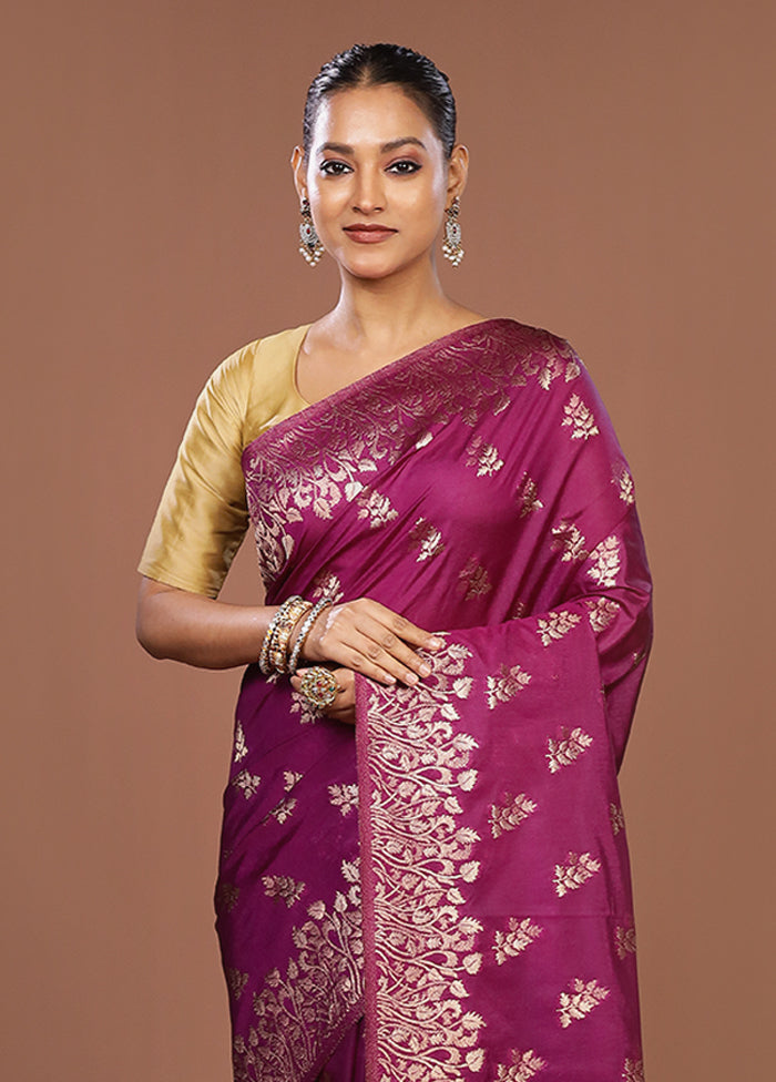 Purple Dupion Silk Saree With Blouse Piece