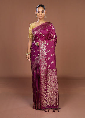Purple Dupion Silk Saree With Blouse Piece