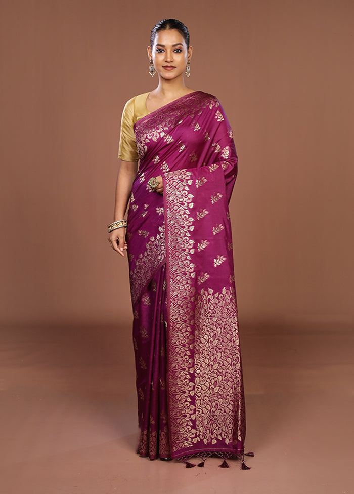 Purple Dupion Silk Saree With Blouse Piece