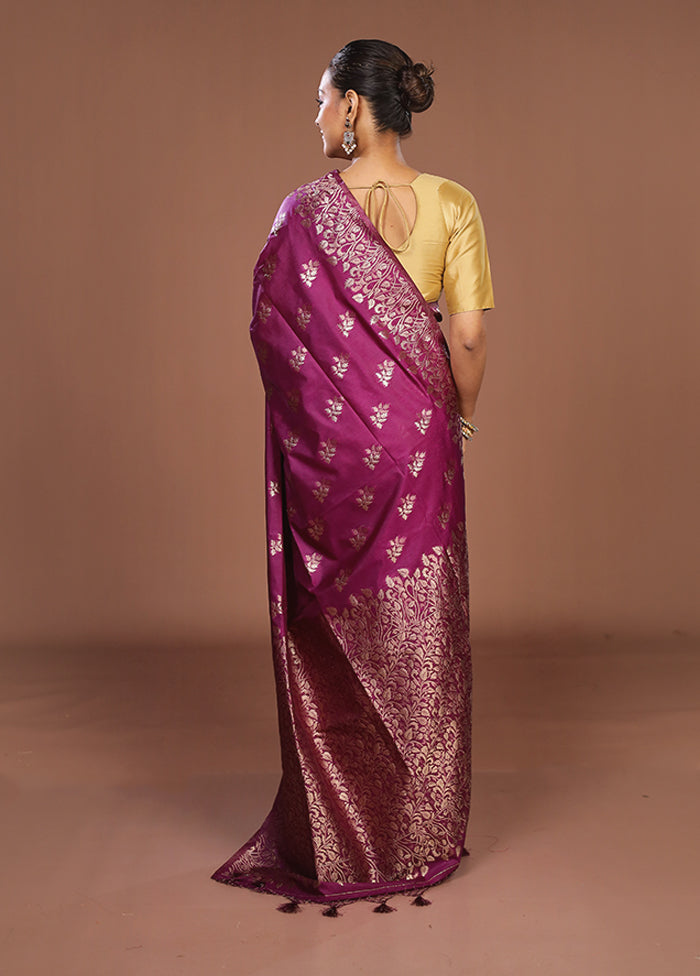 Purple Dupion Silk Saree With Blouse Piece