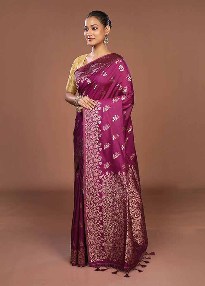 Purple Dupion Silk Saree With Blouse Piece