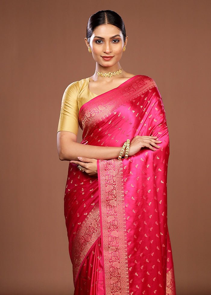 Pink Dupion Silk Saree With Blouse Piece