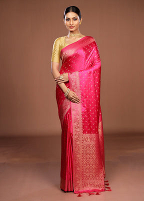 Pink Dupion Silk Saree With Blouse Piece