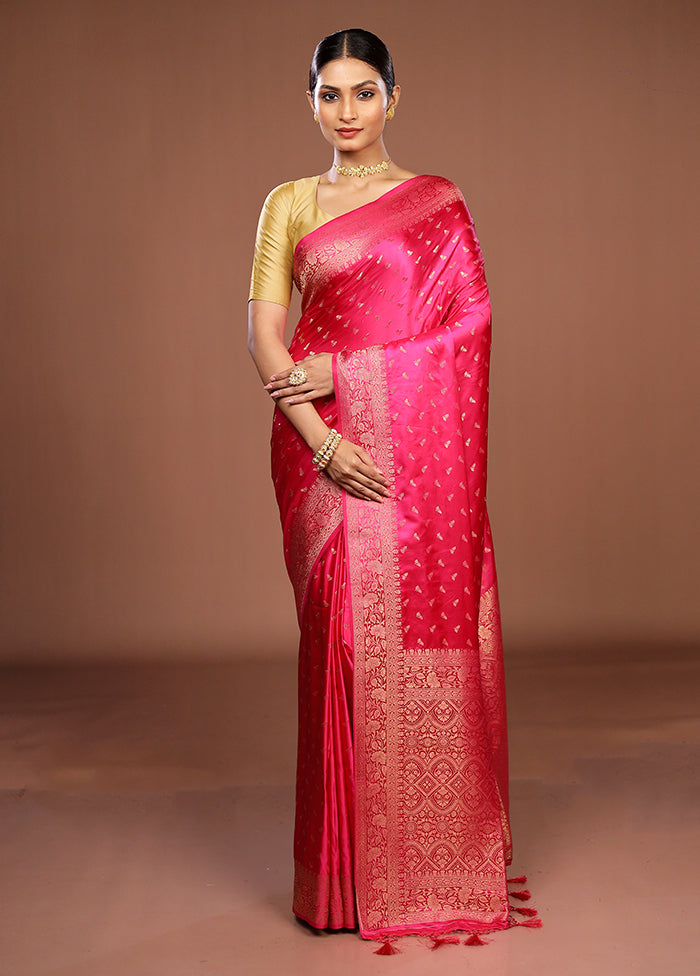 Pink Dupion Silk Saree With Blouse Piece