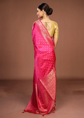 Pink Dupion Silk Saree With Blouse Piece