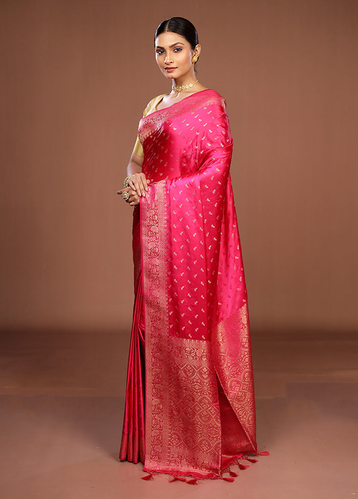 Pink Dupion Silk Saree With Blouse Piece