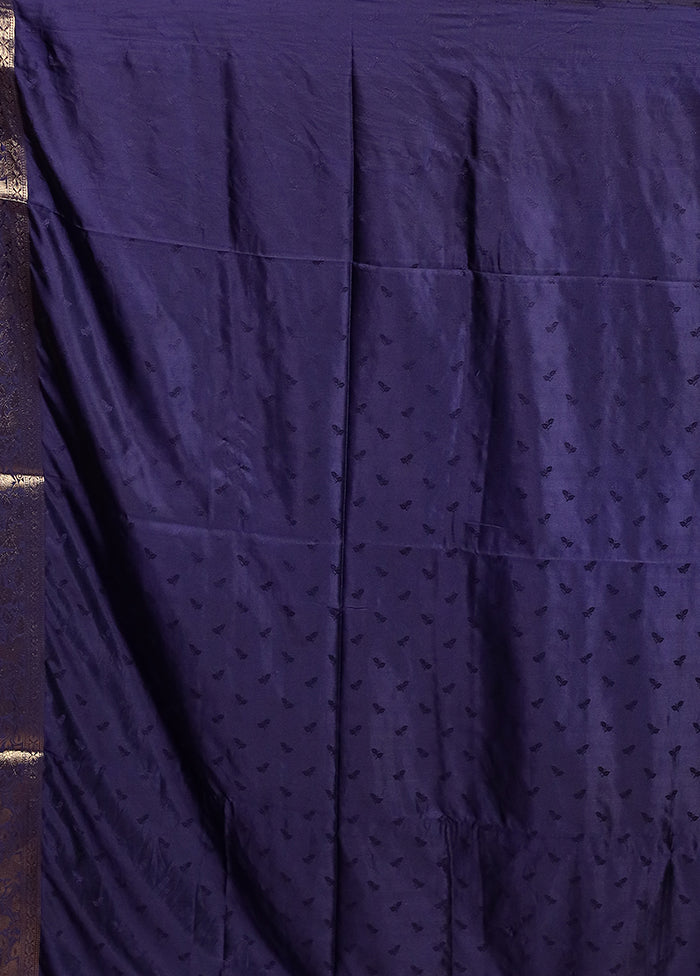Blue Dupion Silk Saree With Blouse Piece