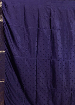 Blue Dupion Silk Saree With Blouse Piece