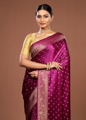 Purple Dupion Silk Saree With Blouse Piece