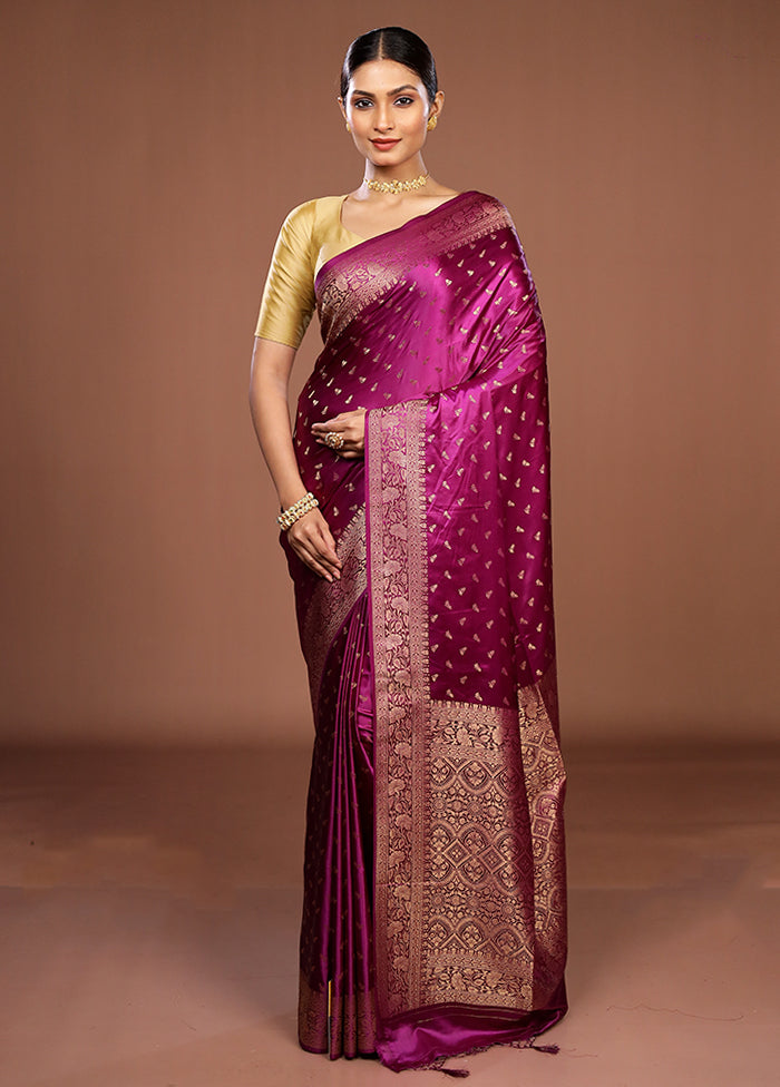 Purple Dupion Silk Saree With Blouse Piece