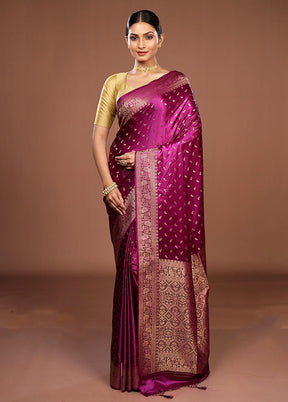 Purple Dupion Silk Saree With Blouse Piece