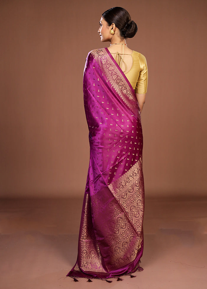 Purple Dupion Silk Saree With Blouse Piece