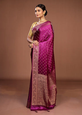 Purple Dupion Silk Saree With Blouse Piece
