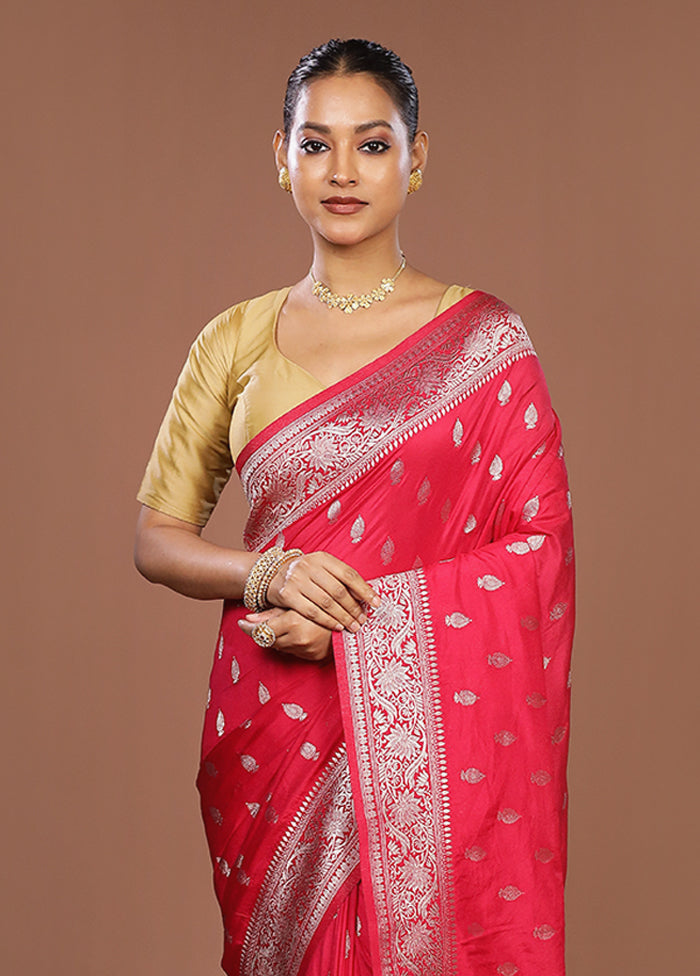 Pink Dupion Silk Saree With Blouse Piece