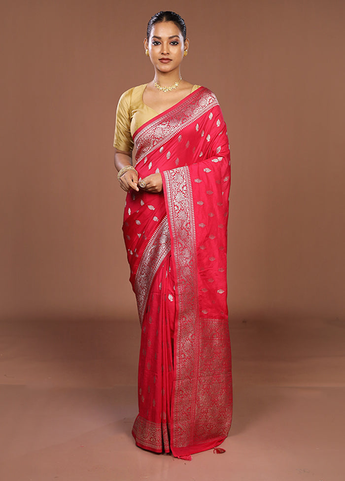 Pink Dupion Silk Saree With Blouse Piece