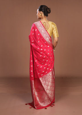 Pink Dupion Silk Saree With Blouse Piece