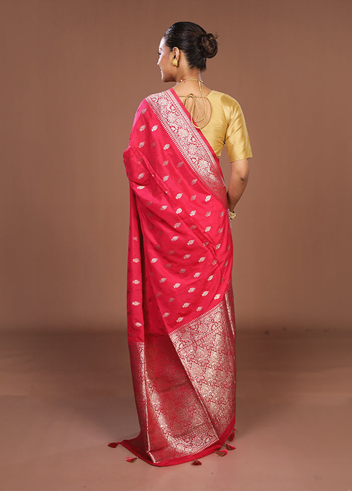 Pink Dupion Silk Saree With Blouse Piece