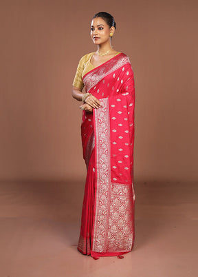 Pink Dupion Silk Saree With Blouse Piece