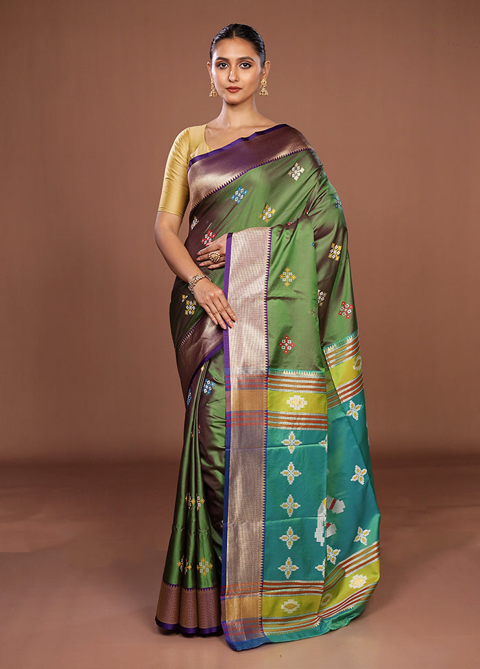 Green Dupion Silk Saree With Blouse Piece