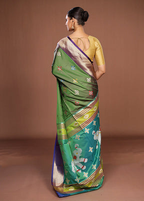 Green Dupion Silk Saree With Blouse Piece