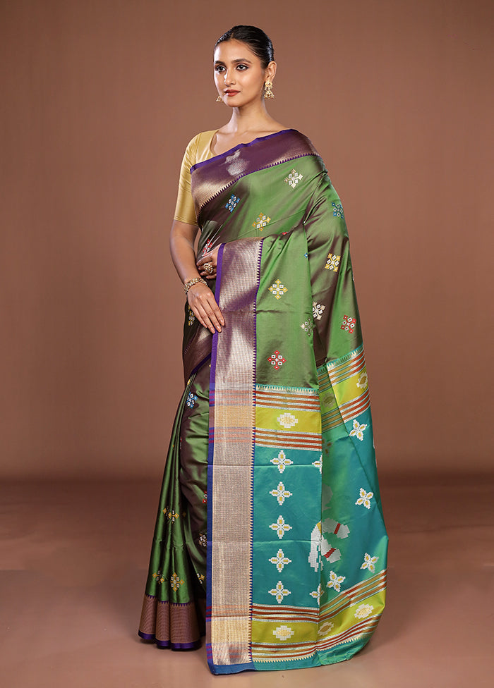 Green Dupion Silk Saree With Blouse Piece