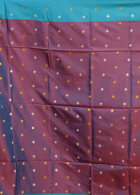 Maroon Dupion Silk Saree With Blouse Piece