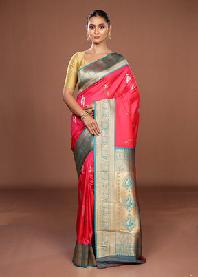 Pink Dupion Silk Saree With Blouse Piece