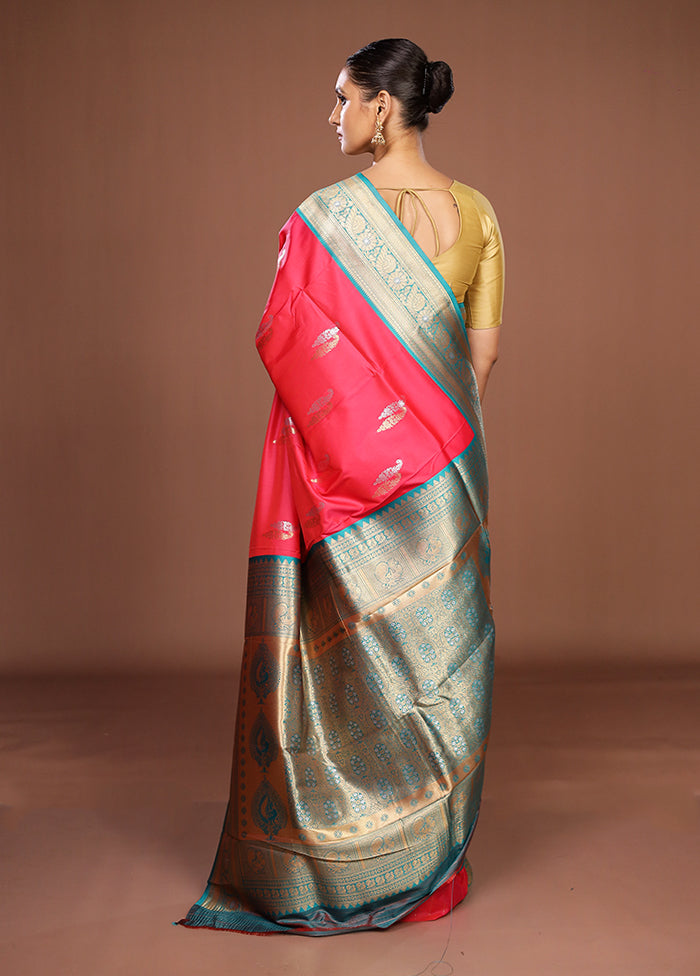 Pink Dupion Silk Saree With Blouse Piece