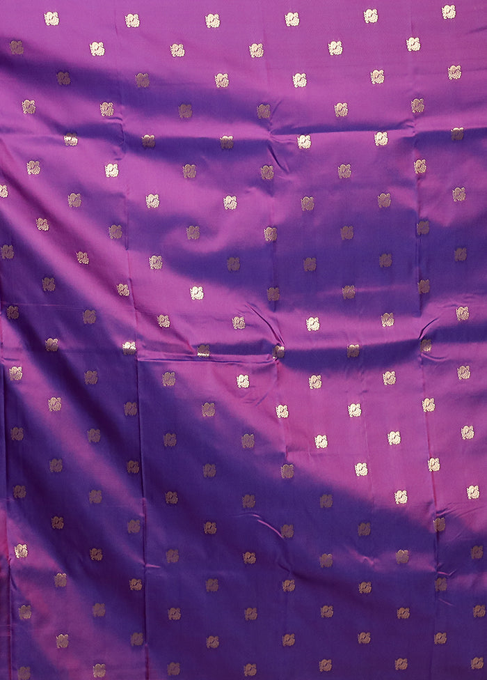 Blue Dupion Silk Saree With Blouse Piece