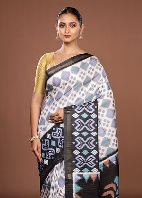 White Dupion Silk Saree With Blouse Piece