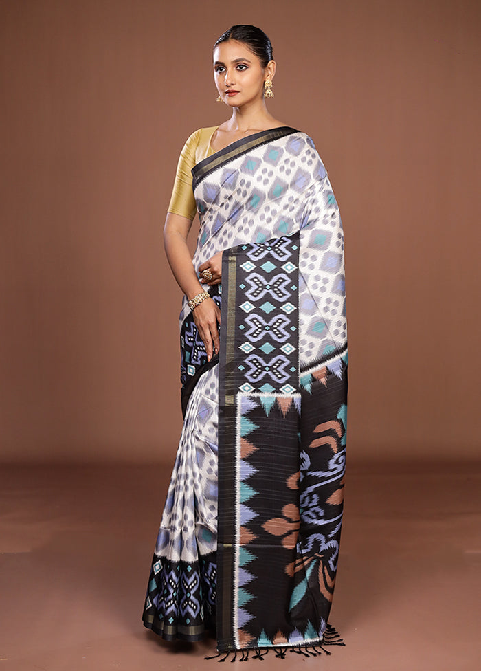 White Dupion Silk Saree With Blouse Piece