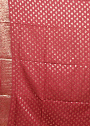 Maroon Dupion Silk Saree With Blouse Piece