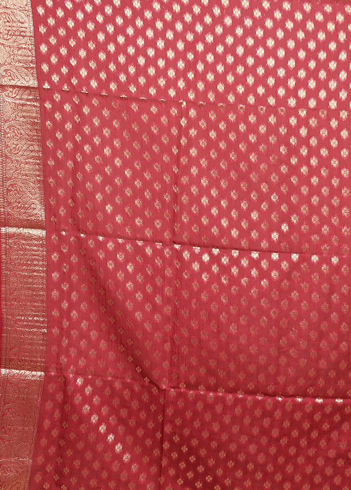 Maroon Dupion Silk Saree With Blouse Piece