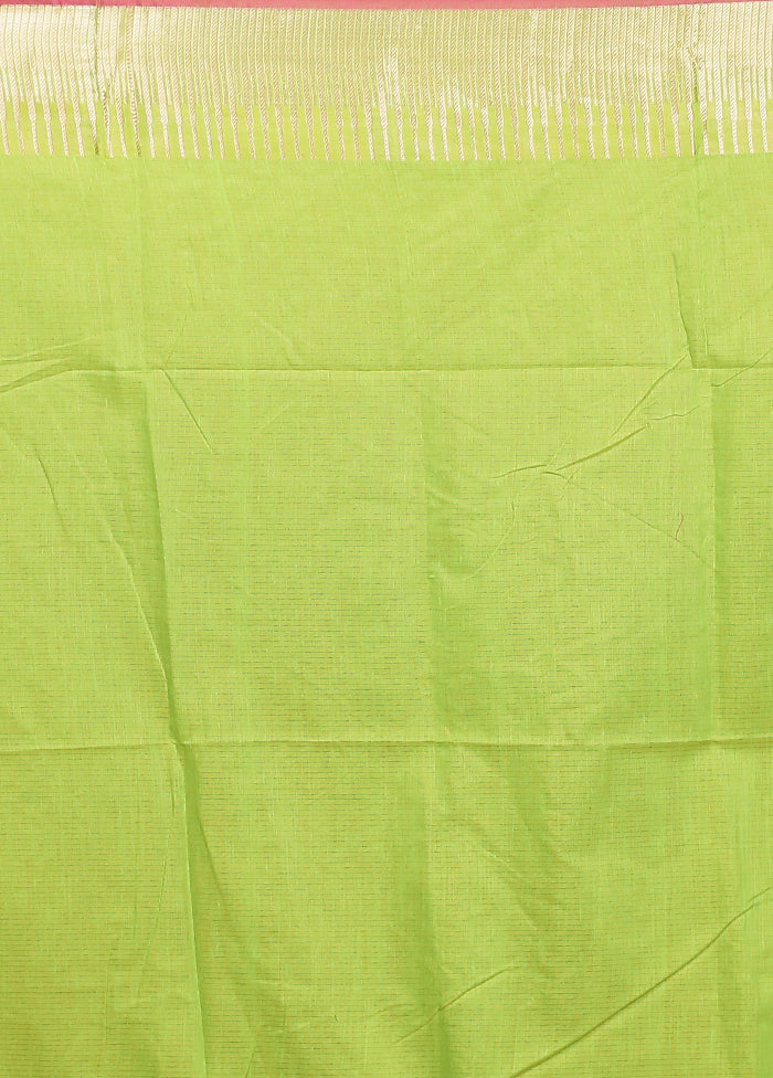 Green Cotton Saree With Blouse Piece
