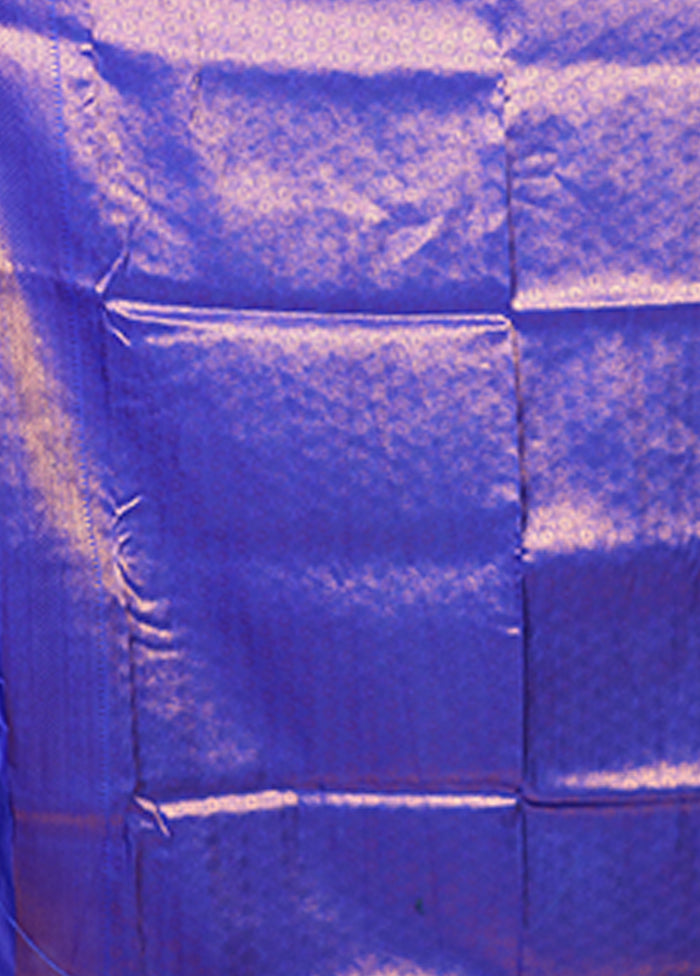 Blue Dupion Silk Saree With Blouse Piece