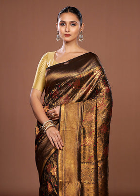 Black Dupion Silk Saree With Blouse Piece