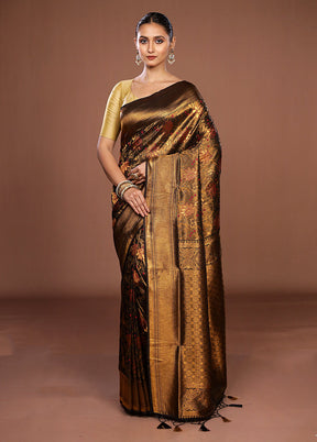 Black Dupion Silk Saree With Blouse Piece