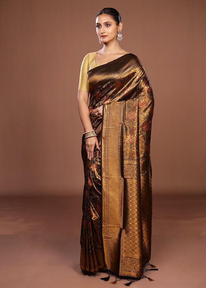 Black Dupion Silk Saree With Blouse Piece