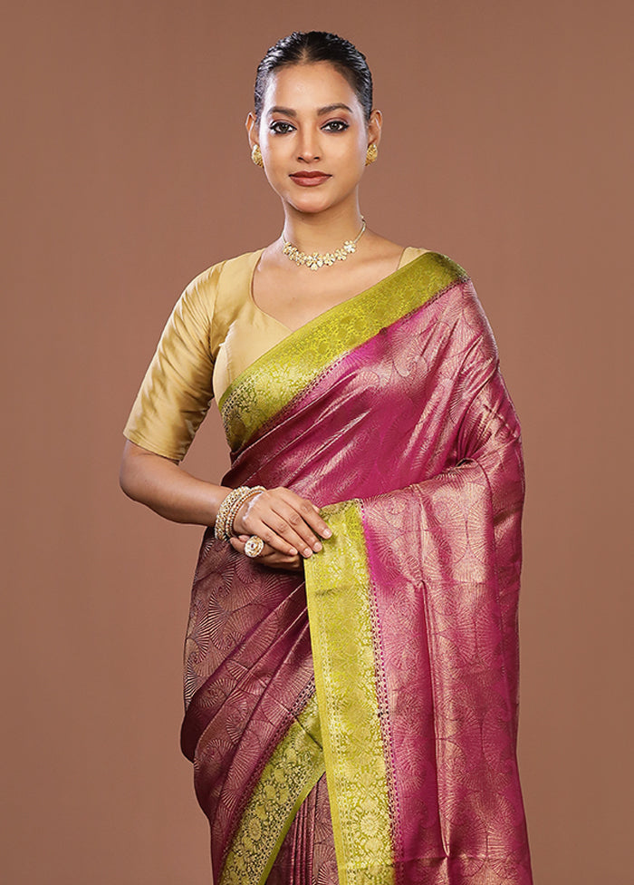 Purple Dupion Silk Saree With Blouse Piece