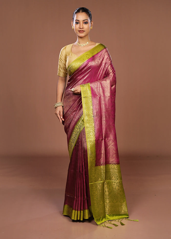 Purple Dupion Silk Saree With Blouse Piece