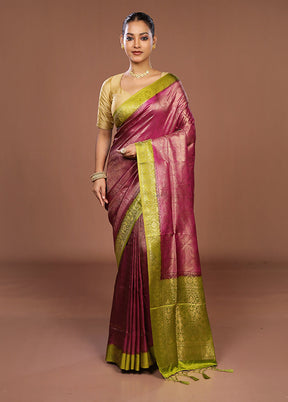 Purple Dupion Silk Saree With Blouse Piece