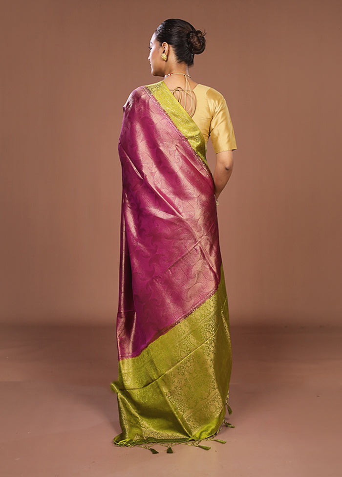 Purple Dupion Silk Saree With Blouse Piece