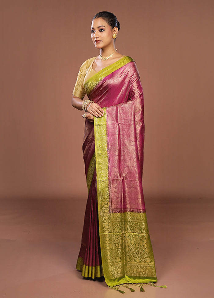 Purple Dupion Silk Saree With Blouse Piece