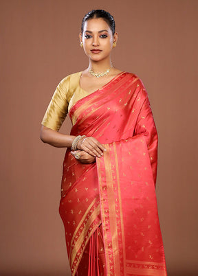 Pink Dupion Silk Saree With Blouse Piece